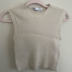 Zara cream knit tank